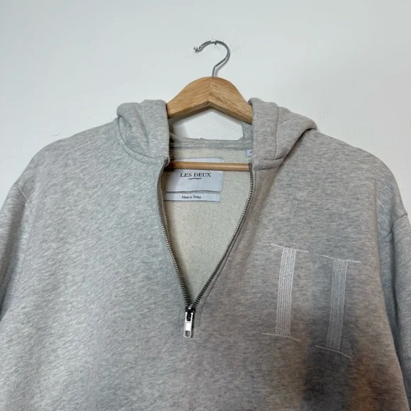 Les Deux Encore Half Zip Hoodie in grey size small - Picture 3 of 9